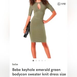 bebe Dark Green Long Sleeve Dress